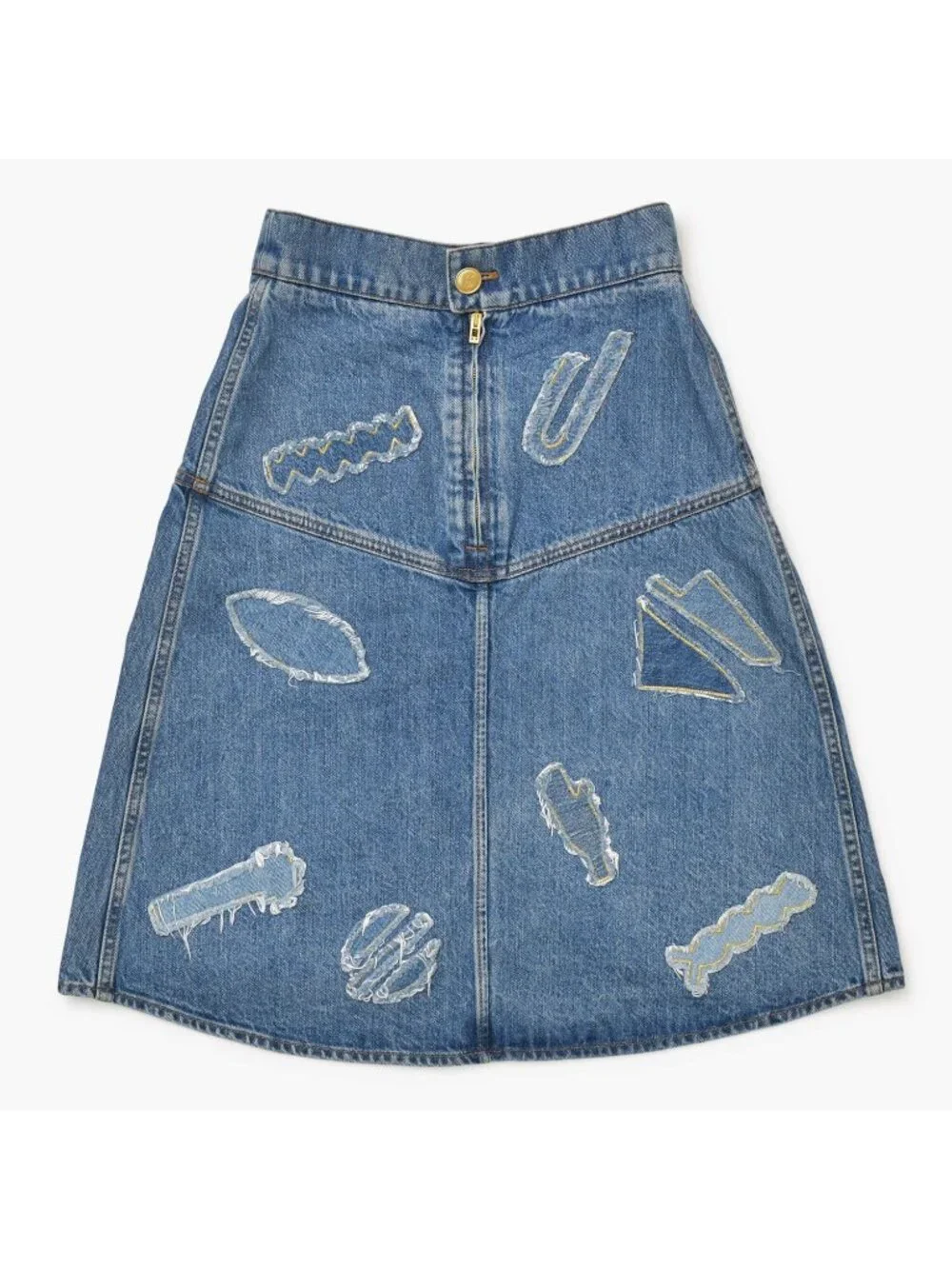 Chanel Denim Skirt Metiers D'art Collection CC Logo Patchwork